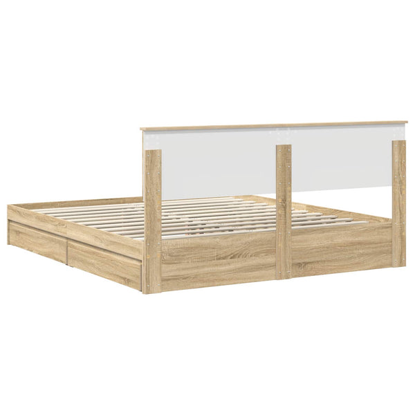 vidaXL Storage Bed Sonoma Oak 180 x 200 cm Engineered Wood