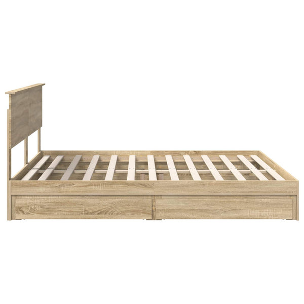 vidaXL Storage Bed Sonoma Oak 180 x 200 cm Engineered Wood