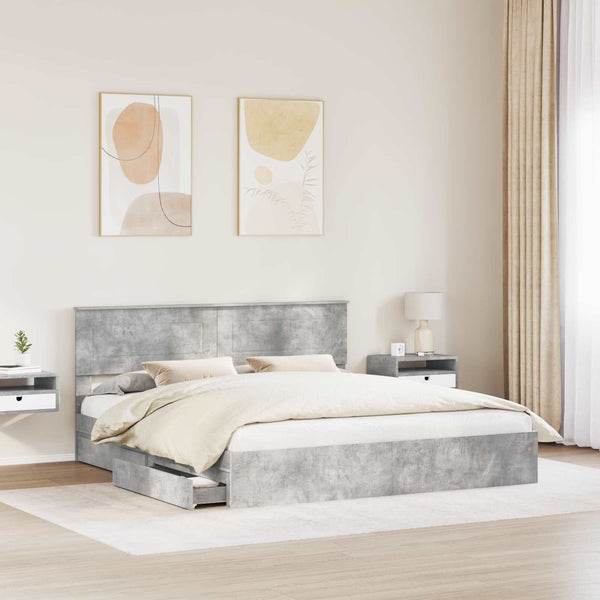 vidaXL Storage Bed Concrete Grey 180 x 200 cm Engineered Wood
