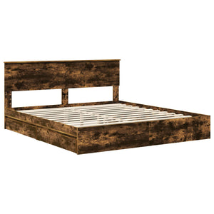 vidaXL Storage Bed Smoked Oak 180 x 200 cm Engineered Wood