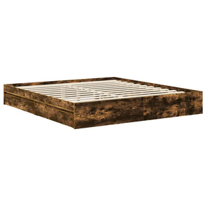 vidaXL Storage Bed Smoked Oak 180 x 200 cm Engineered Wood