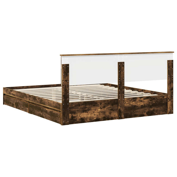 vidaXL Storage Bed Smoked Oak 180 x 200 cm Engineered Wood