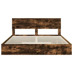 vidaXL Storage Bed Smoked Oak 180 x 200 cm Engineered Wood