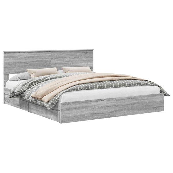 vidaXL Storage Bed Sonoma Grey 180 x 200 cm Engineered Wood