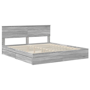 vidaXL Storage Bed Sonoma Grey 180 x 200 cm Engineered Wood