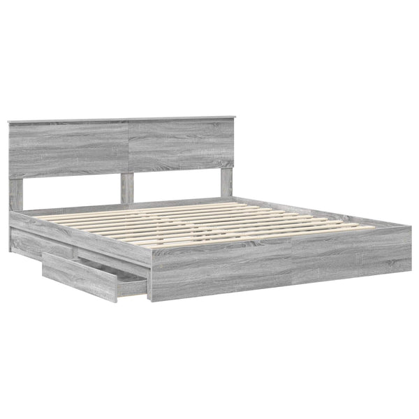vidaXL Storage Bed Sonoma Grey 180 x 200 cm Engineered Wood