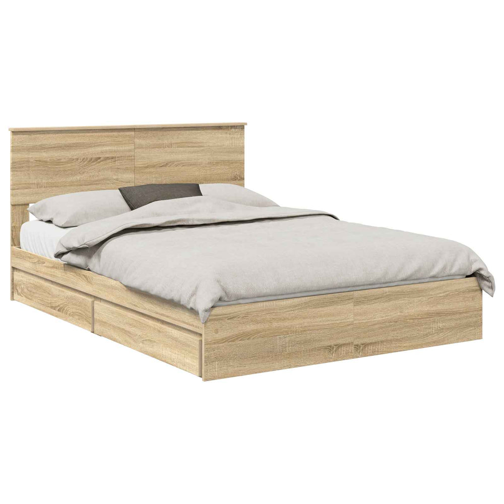 vidaXL Storage Bed Sonoma Oak 160 x 200 cm Engineered Wood