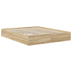vidaXL Storage Bed Sonoma Oak 160 x 200 cm Engineered Wood