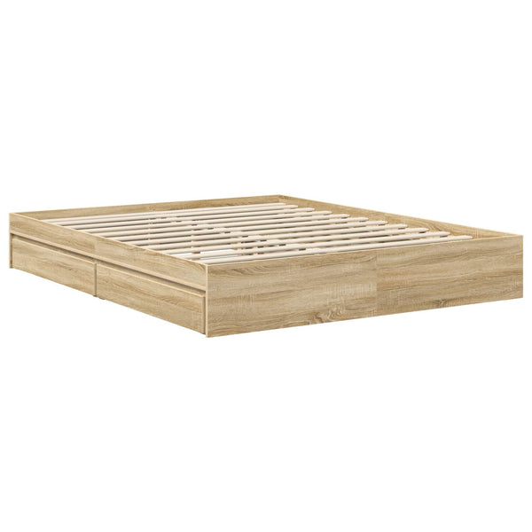 vidaXL Storage Bed Sonoma Oak 160 x 200 cm Engineered Wood