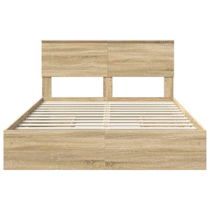 vidaXL Storage Bed Sonoma Oak 160 x 200 cm Engineered Wood