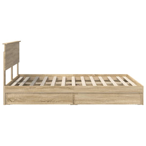 vidaXL Storage Bed Sonoma Oak 160 x 200 cm Engineered Wood