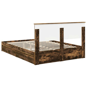 vidaXL Storage Bed Smoked Oak 160 x 200 cm Engineered Wood