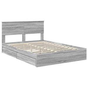vidaXL Storage Bed Sonoma Grey 160 x 200 cm Engineered Wood