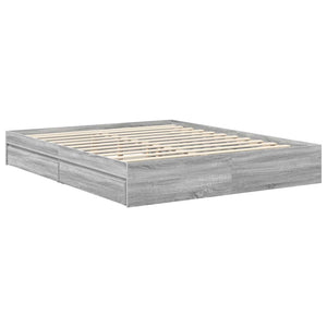vidaXL Storage Bed Sonoma Grey 160 x 200 cm Engineered Wood