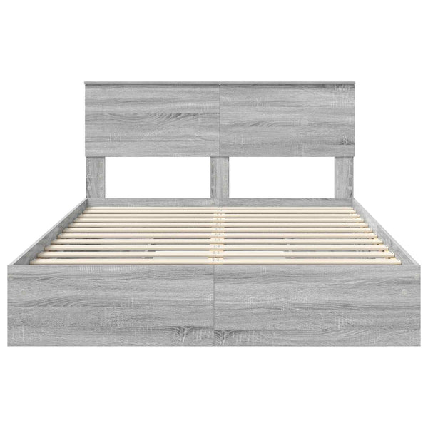 vidaXL Storage Bed Sonoma Grey 160 x 200 cm Engineered Wood