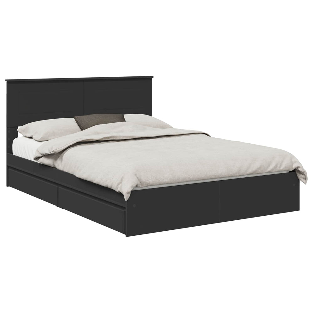 vidaXL Storage Bed Black 150 x 200 cm Engineered Wood