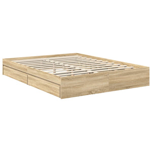vidaXL Storage Bed Sonoma Oak 150 x 200 cm Engineered Wood