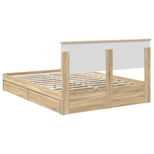 vidaXL Storage Bed Sonoma Oak 150 x 200 cm Engineered Wood