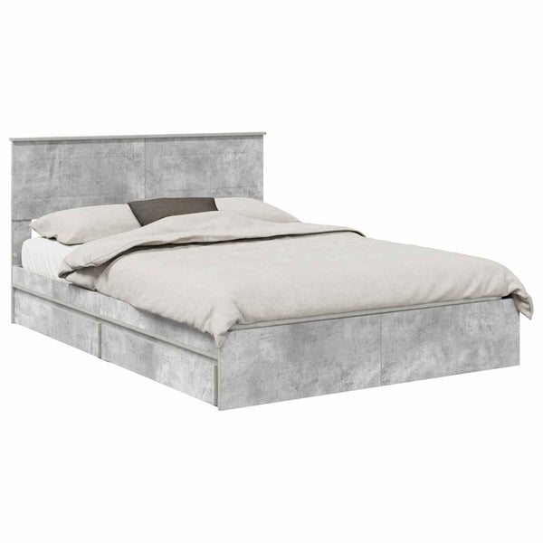 vidaXL Storage Bed Concrete Grey 150 x 200 cm Engineered Wood