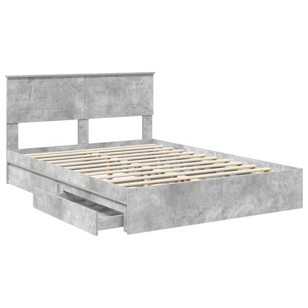 vidaXL Storage Bed Concrete Grey 150 x 200 cm Engineered Wood