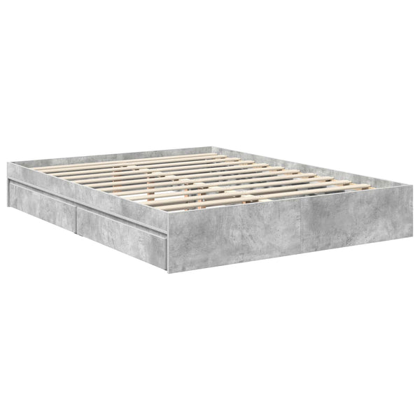 vidaXL Storage Bed Concrete Grey 150 x 200 cm Engineered Wood