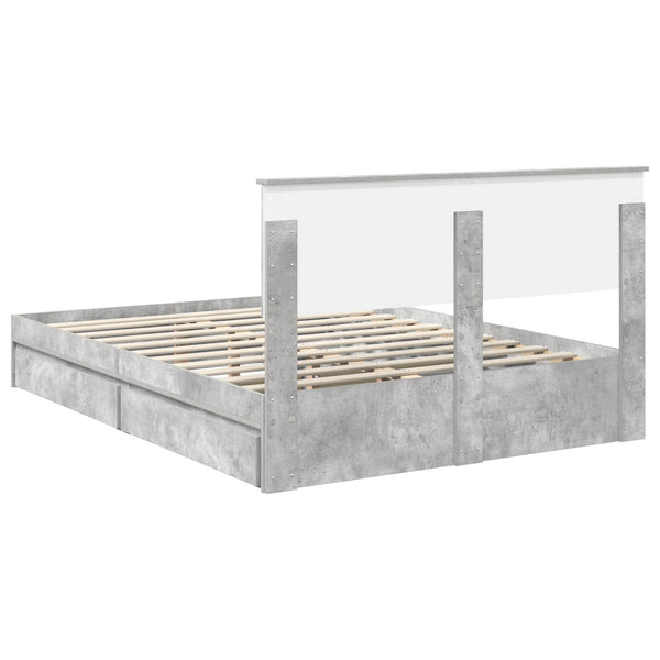 vidaXL Storage Bed Concrete Grey 150 x 200 cm Engineered Wood
