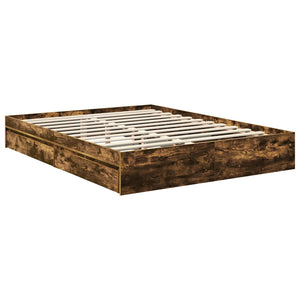 vidaXL Storage Bed Smoked Oak 150 x 200 cm Engineered Wood