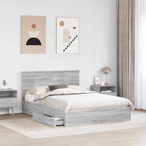 vidaXL Storage Bed Sonoma Gray 150 x 200 cm Engineered Wood