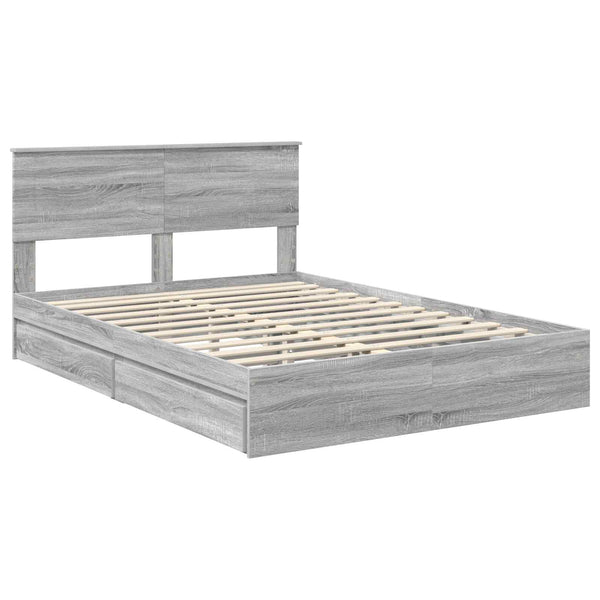 vidaXL Storage Bed Sonoma Gray 150 x 200 cm Engineered Wood
