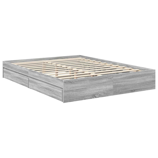 vidaXL Storage Bed Sonoma Gray 150 x 200 cm Engineered Wood