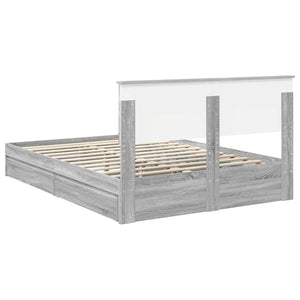 vidaXL Storage Bed Sonoma Gray 150 x 200 cm Engineered Wood