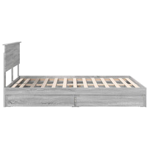 vidaXL Storage Bed Sonoma Gray 150 x 200 cm Engineered Wood