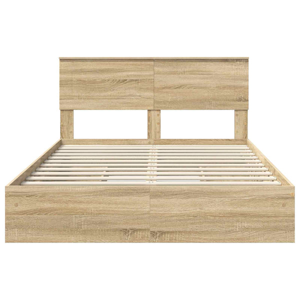 vidaXL Storage Bed Sonoma Oak 140 x 190 cm Engineered Wood