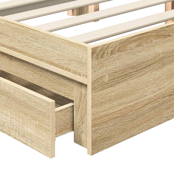 vidaXL Storage Bed Sonoma Oak 140 x 200 cm Engineered Wood