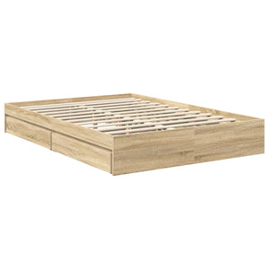 vidaXL Storage Bed Sonoma Oak 140 x 200 cm Engineered Wood