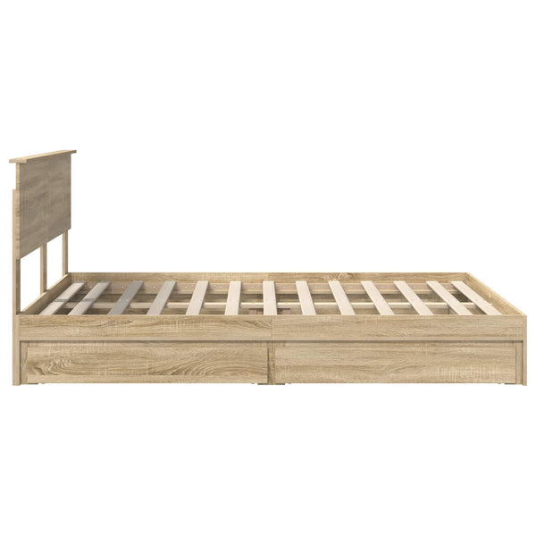 vidaXL Storage Bed Sonoma Oak 140 x 200 cm Engineered Wood