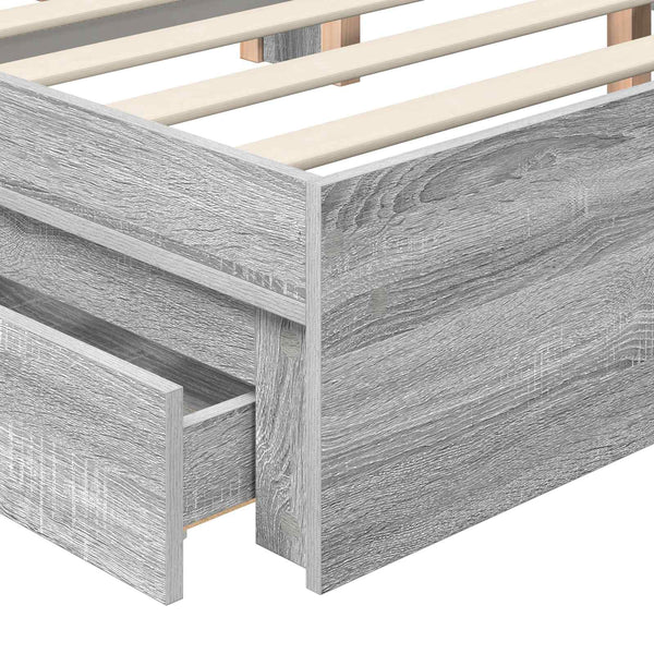 vidaXL Storage Bed Sonoma Gray 140 x 200 cm Engineered Wood