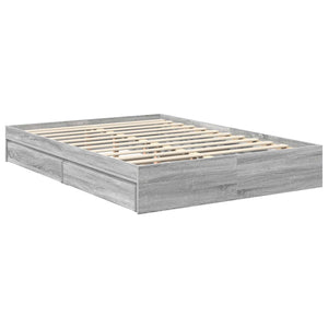 vidaXL Storage Bed Sonoma Gray 140 x 200 cm Engineered Wood