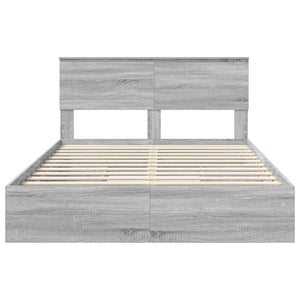 vidaXL Storage Bed Sonoma Gray 140 x 200 cm Engineered Wood