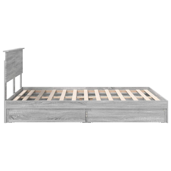 vidaXL Storage Bed Sonoma Gray 140 x 200 cm Engineered Wood