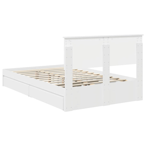 vidaXL Storage Bed with Headboard White 135 x 190 cm Engineered Wood