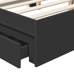 vidaXL Storage Bed Black 135 x 190 cm Engineered Wood