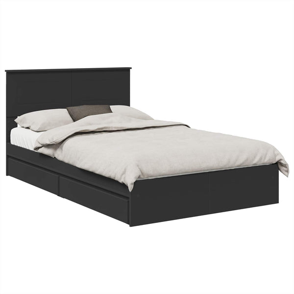 vidaXL Storage Bed Black 135 x 190 cm Engineered Wood