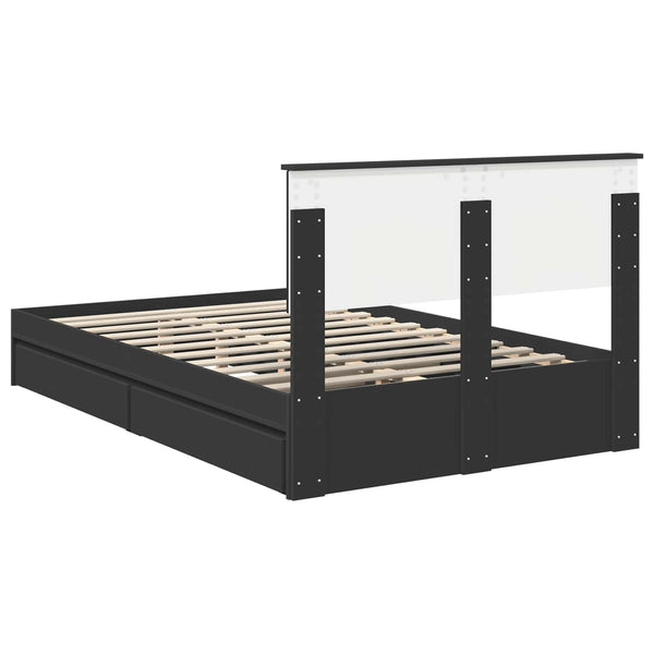 vidaXL Storage Bed Black 135 x 190 cm Engineered Wood