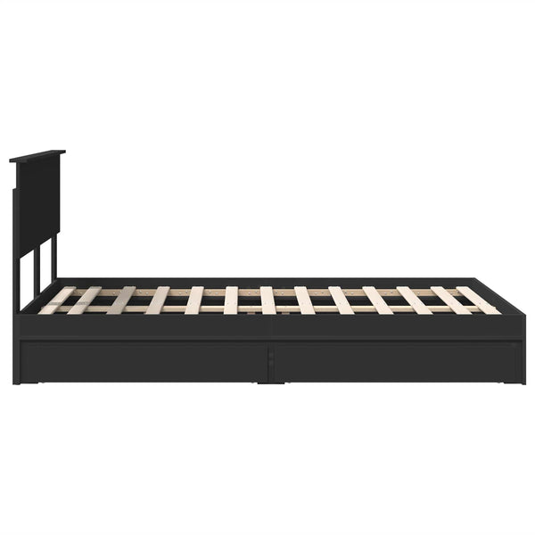 vidaXL Storage Bed Black 135 x 190 cm Engineered Wood