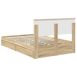 vidaXL Storage Bed Sonoma Oak 135 x 190 cm Engineered Wood