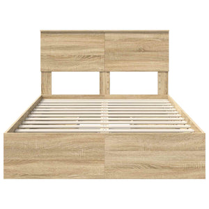 vidaXL Storage Bed Sonoma Oak 135 x 190 cm Engineered Wood