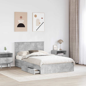 vidaXL Storage Bed Concrete Grey 135 x 190 cm Engineered Wood