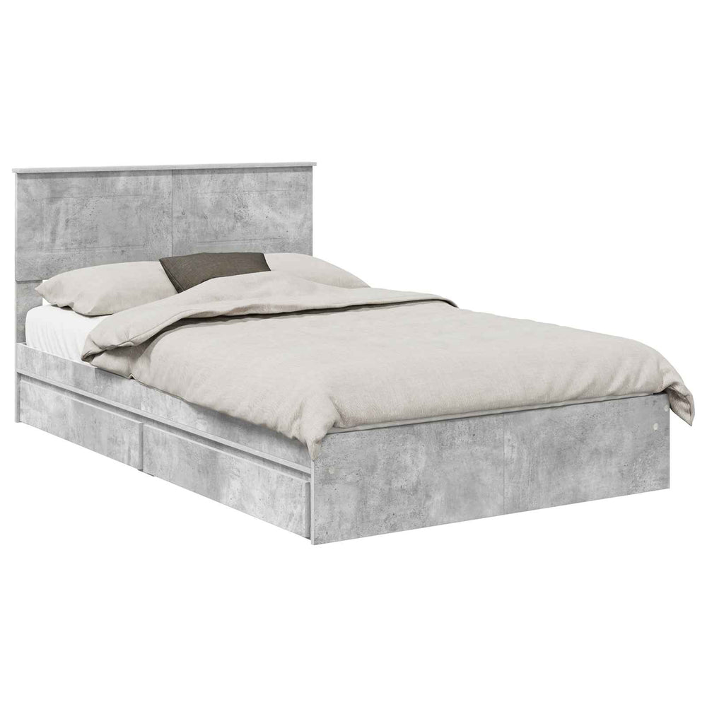 vidaXL Storage Bed Concrete Grey 135 x 190 cm Engineered Wood