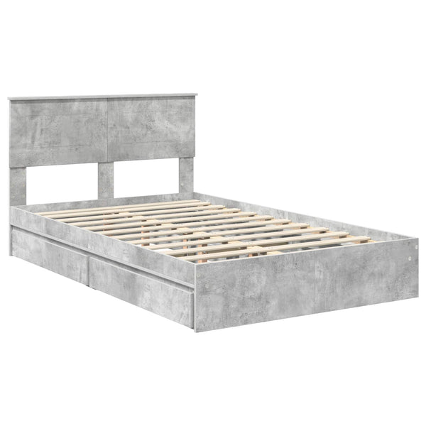 vidaXL Storage Bed Concrete Grey 135 x 190 cm Engineered Wood